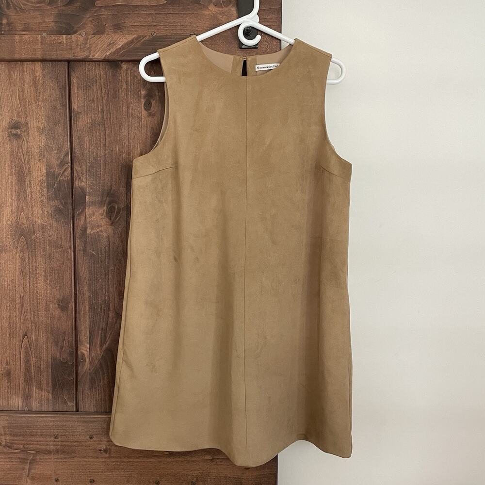 Abercrombie & Fitch vegan suede dress Size Large Camel Tan Shift Sleeveless